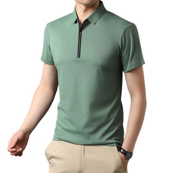 SWSMCLT Men's Soft Top Fitted Tshirt Fashion Short Sleeve Comfy Summer Cool Tee Work Lightweight Stretch Green Large