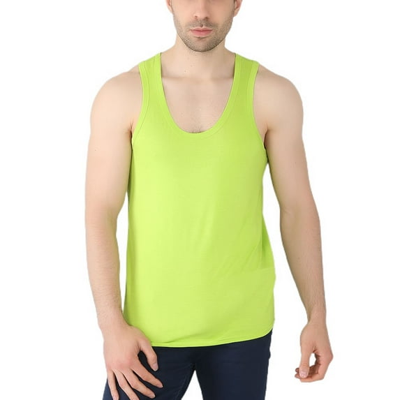 Jinda Men's Soft Top Workout Tank Top Plus Size Sleeveless Casual Basic Fall Spring Home Spandex Summer Vest Light Green 3X-Large