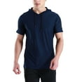 thumbnail image 1 of Jinda Men's Soft Workout Shirt Quick Dry Fit Slim Hoodie Short Sleeve Gym Top Lightweight Summer Cool Hooded Tshirt Royal Blue Small, 1 of 4