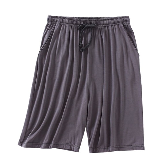 Jinda Men's Summer Pajama Shorts Soft Pjs Short Bottoms Comfy Fall Spring Loose Baggy Modal Knee Length Dark Grey Medium