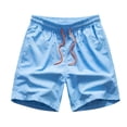 thumbnail image 1 of SWSMCLT Men's Swim Trunks Summer Casual Swimming Trunks Beachwear Quick Dry Beach Shorts Cool Lightweight Elastic Waist Drawstring Board Shorts Soft Flap Pocket Nylon Light Blue 30, 1 of 1