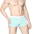 thumbnail image 1 of SWSMCLT Men's Beach Swimsuit Boyleg Summer Fashion Swimming Shorts Swim Trunks Mid Rise Nylon Stretch Swim Shorts Light Blue X-Large, 1 of 1