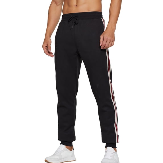 SWSMCLT Men's Track Sweatpants Snow Loose Fit Casual Pocket Pants Casual Jogger Elastic Waist Soft Winter Ankle Rouge Noir Medium