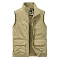 thumbnail image 1 of SWSMCLT Men's Utility Vest Zipper Basic Spring Outdoor Cargo Safari Fishing Sleeveless Tank Top Pocket Khaki Medium, 1 of 4