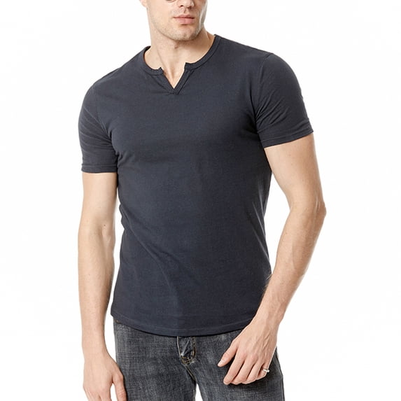 SWSMCLT Men's Basic Fall Lightweight Slim Fit Thin Casual Spandex V Neck T Shirt Soft Top Spring Summer T-shirt Dark Grey Small
