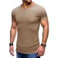 thumbnail image 1 of Jinda Men's V Neck Tshirt Short Sleeve Top Soft Lightweight Sports Fall Thin Casual Summer Cool Fitted T Shirt Khaki XX-Large, 1 of 4