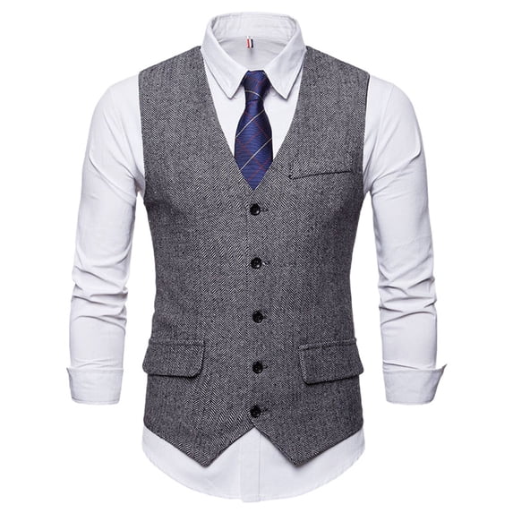 SWSMCLT Men's Vintage Work Spring Tank Top V Neck Waistcoat Top Soft Vest Single-breasted Fitted Winter Cotton Dress Fashion Wedding Black White Small