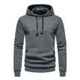 thumbnail image 1 of SWSMCLT Men's Waffle Knit Hoodie Hooded Sweatshirt Basic Solid Long Sleeve Slim Fit Hoodies Comfy Casual Drawstring Spring Spring Fall Top Dark Grey 42, 1 of 4