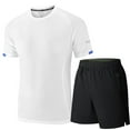thumbnail image 1 of SWSMCLT Men's Tracksuit Comfy 2 Piece Outfits Workout Sweatsuit Summer Jogger Activewear Set Short Sleeve White Large, 1 of 4