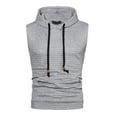 thumbnail image 1 of SWSMCLT Men's Workout Top Soft Hoodie Slim Fit Hoodies Vest Fitted Running Waffle Knit Sleeveless Hooded Tank Summer Pocket Light Grey Large, 1 of 1