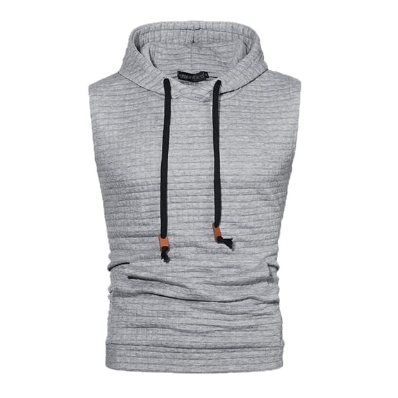 SWSMCLT Men's Workout Top Soft Hoodie Slim Fit Hoodies Vest Fitted Running Waffle Knit Sleeveless Hooded Tank Summer Pocket Light Grey Small