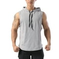 thumbnail image 1 of SWSMCLT Men's Workout Top Soft Quick Dry Loose Hooded Vest Fit Tank Top Running Summer Sleeveless Hoodies High Low Casual Fall Grey Small, 1 of 4