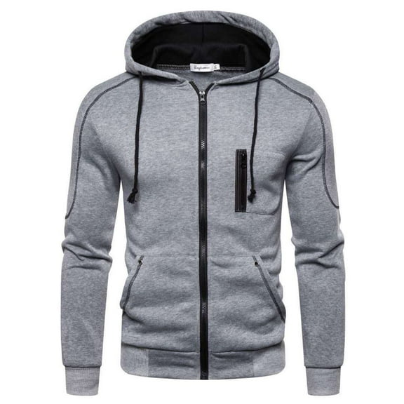 Jinda Men's Zip Up Hoodie Long Sleeve Fall Top Casual Fashion Comfy Soft Lightweight Slim Fit Hooded Sweatshirt Grey XX-Large