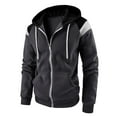 thumbnail image 1 of Jinda Men's Zip Up Hoodies Cotton Long Sleeve Slim Fit Hooded Sweatshirt Soft Fashion Color Block Lightweight Hoody Dark Grey Small, 1 of 1
