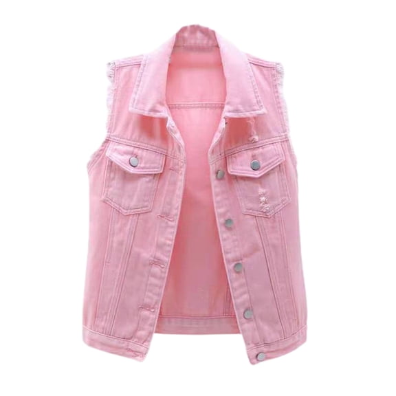 SWSMCLT Women's Denim Vest Tank Top Western Loose Spring Outerwear Top Sleeveless Soft Button Vintage Fall Fashion Pink X-Small-Small
