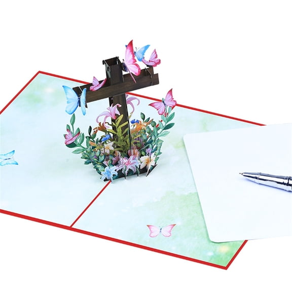 Jindis Crosses Easters Card,3D Popup Easters Card, Sympancy Card,Condolence Card with Message Note Envelope