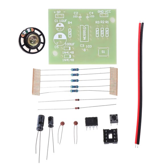 Jindis NE555 Oscillator Buzzer Electronic Tone Generator LED 0.25W