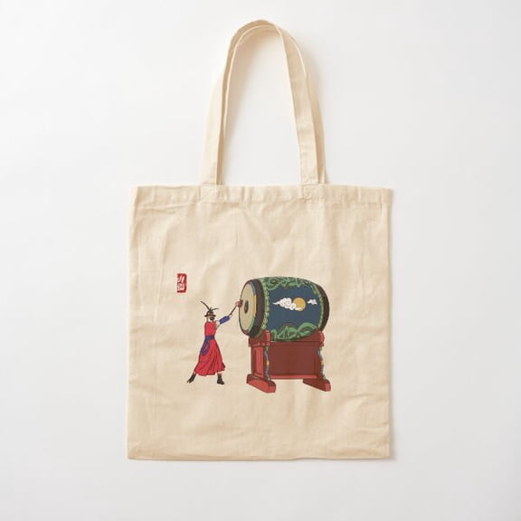Jindo Drummer Canvas Tote Bags, Reusable Shopping Bag