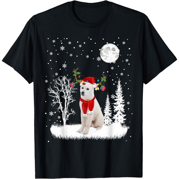 Jindo Under Moonlight Snow Christmas Pajama T-Shirt