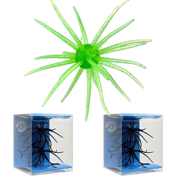 BARMOTU 4Pcs Floating Sea Urchin Soft Lure | Tentacle Creature Lure, 4.33" & 3.54" TPR Finesse Baits, 5 Colors, Ideal for Bass Fishing with Drop Shot, Wacky Rig, Neko Rig