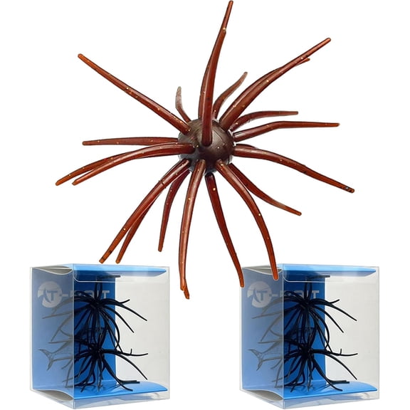 Jinerra 4Pcs Floating Sea Urchin Soft Lure | Tentacle Creature Lure, 4.33" & 3.54" TPR Finesse Baits, 5 Colors, Ideal for Bass Fishing with Drop Shot, Wacky Rig, Neko Rig