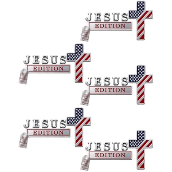 BARMOTU Blessed Jesus Edition Cross Emblem Metal Badge, 3D Jesus Christ Cross Edition Car Emblem Stickers with American Flag,Christian Patriotic Emblem for Auto, Trucks, SUV, Bumper