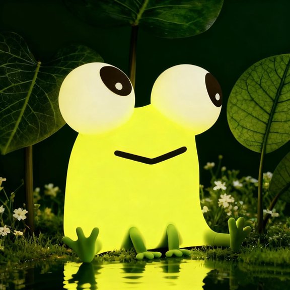 BARMOTU Frog Night Light, Cute Cuddly Big-Eyed Frog Gift, Rechargeable Dimmable Silicone LED Bedside Lamp, Fun Light-Up Animal Decoration