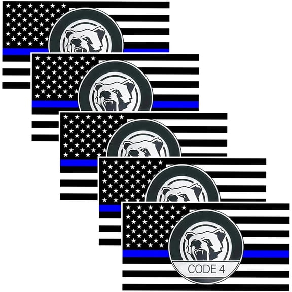 BARMOTU Thin Blue Line Sticker, Code 4 Sticker Police Support Stickers & Magnetic Car Decals, American Flag Thin Blue Line Decal for Cars, Trucks, Windows, Laptops