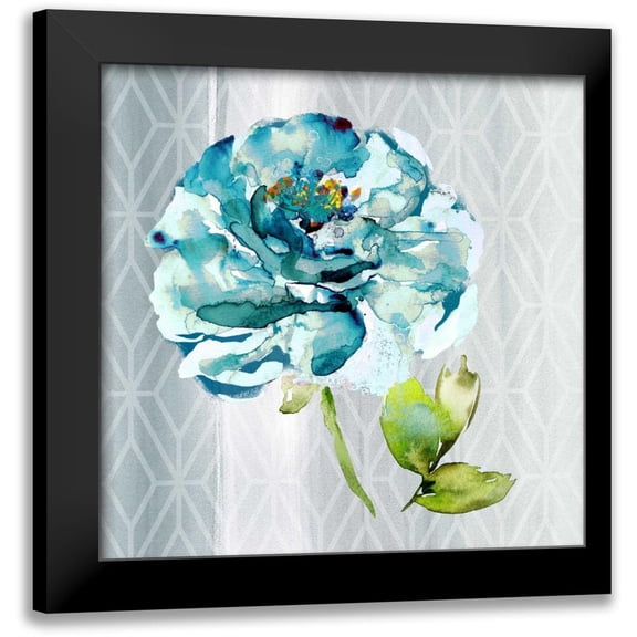 Jing, Jin 12x12 Black Modern Framed Museum Art Print Titled - Blooming Blue