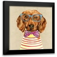 thumbnail image 1 of Jing, Jin 12x12 Black Modern Framed Museum Art Print Titled - Dachshund With Fashion Glasses, 1 of 5
