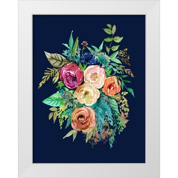 Jing, Jin 12x14 White Modern Wood Framed Museum Art Print Titled - Enchanted Bouquet