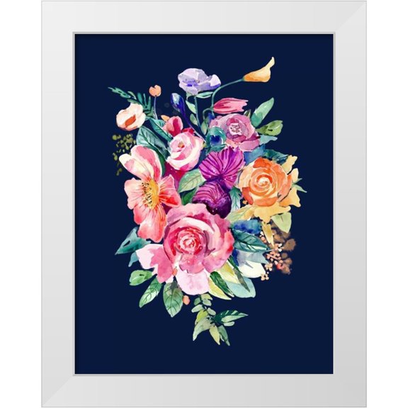Jing, Jin 12x14 White Modern Wood Framed Museum Art Print Titled - Enchanted Flowers