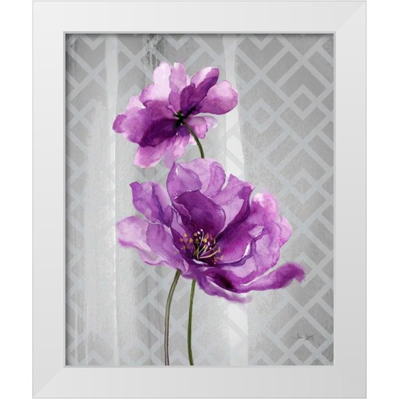 Jing, Jin 12x14 White Modern Wood Framed Museum Art Print Titled - Trellis Floral1