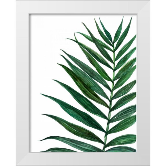 Jing, Jin 12x14 White Modern Wood Framed Museum Art Print Titled - Tropical Breeze Palm 2