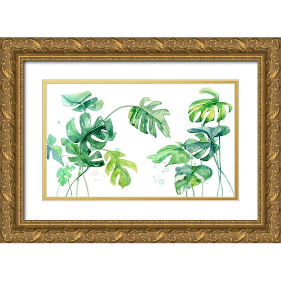 Jing, Jin 14x10 Gold Ornate Wood Framed with Double Matting Museum Art Print Titled - Lush and Tropical