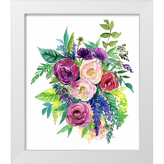 Jing, Jin 26x30 White Modern Wood Framed Museum Art Print Titled - Enchanted Roses