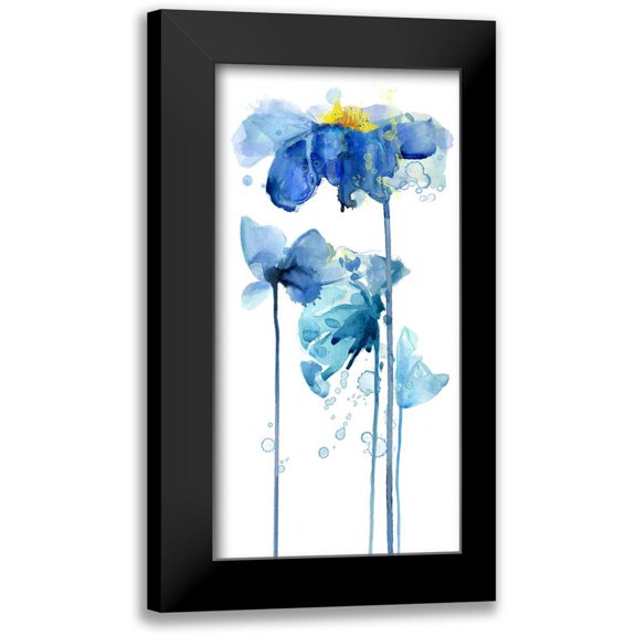 Jing, Jin 9x14 Black Modern Framed Museum Art Print Titled - Indigo Poppy 2