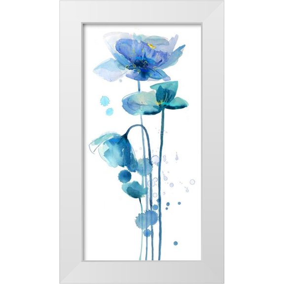 Jing, Jin 9x14 White Modern Wood Framed Museum Art Print Titled - Indigo Poppy 1