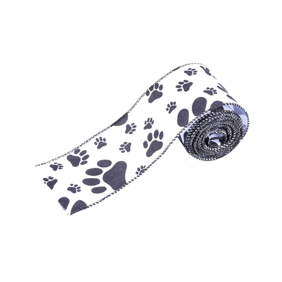 JingChun 1 Roll Ribbon Wired Paw Print Wire Wrapping Ribbon for Christmas DIY Wrapping Wedding Floral Bows Decor Home Party Ornaments