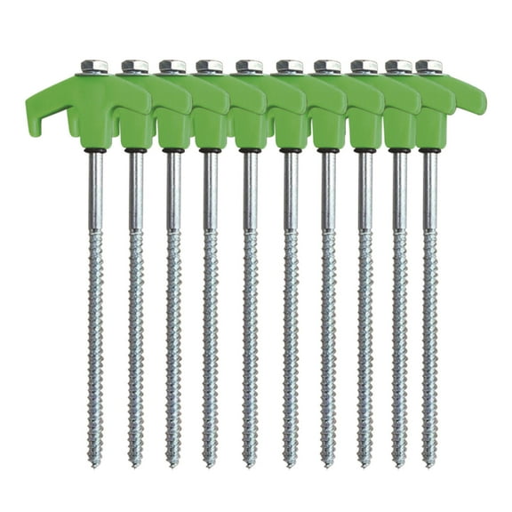 JingChun 10 Pack Screw in Tent Stakes, 9.84 Inch Heavy Duty Ground Anchors Drillable Tent Pegs Camping Stakes for Patio, Garden, Canopies, Grassland, Outdoor