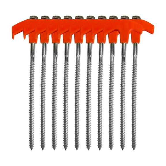 JingChun 10 Pack Screw in Tent Stakes, 9.84 Inch Heavy Duty Ground Anchors Drillable Tent Pegs Camping Stakes for Patio, Garden, Canopies, Grassland, Outdoor