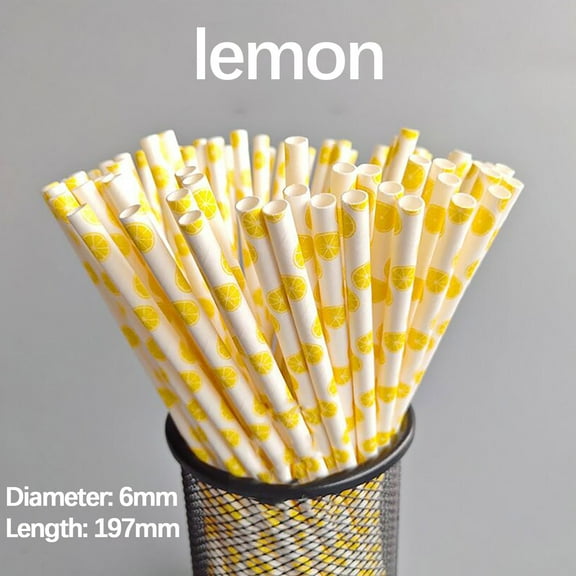 JingChun 100Pcs Biodegradable Tropical Party Paper Straws, cool summer Fruit Straws for Summer Beach Pool Decorations