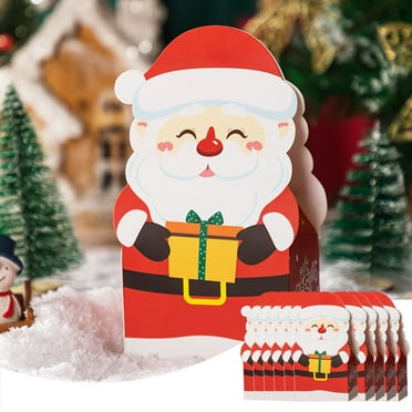 JingChun 10Pcs Christmas Gift Boxes Kid Bulk Xmas Nutcracker Santa 3D Cardboard with Handle Party Presents Cute Empty Packaging Supplies