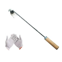 JingChun 11 inch Weed Puller Tool, Weeding Tools Gardening, Weeding Tool, Weed Remover Tool, Stainless Steel Weed Puller 4 Teethes Dual Purpose Weeder with A Pair of Gloves
