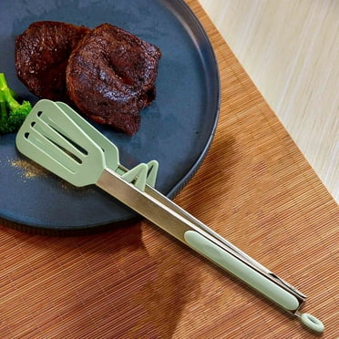 JingChun 12 inch Food Safe Silicone Cooking Tongs - Great for BBQ - Easy To Use & Grip Kitchen Tongs - Stylish Stainless Steel Design