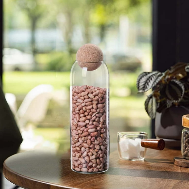 JingChun 1500ml Glass Storage Container with Ball Cork Small Glass Jar with Cork Lids Candy Jar Decorative jar Cute Jar for Coffee Sugar Salt Bathroom Apothecary Jar Walmart