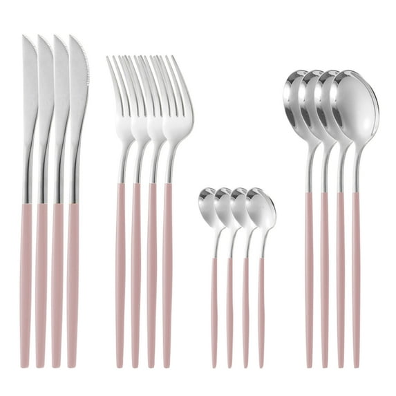 JingChun 16Pcs Silverware Set Service for 4, Stainless Steel Flatware Set, Cutlery Utensil Set, Durable Home Kitchen Eating Tableware Set, Include fork Knife Spoon Set, Dishwasher Safe