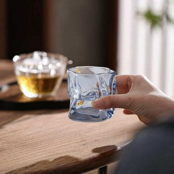 JingChun 1Pc 170ml Twisted Crystal Whiskey Glasses Hand-Blown Lead-Free Old Fashioned Bar Tumbler for Scotch Rum Bourbon Cocktail