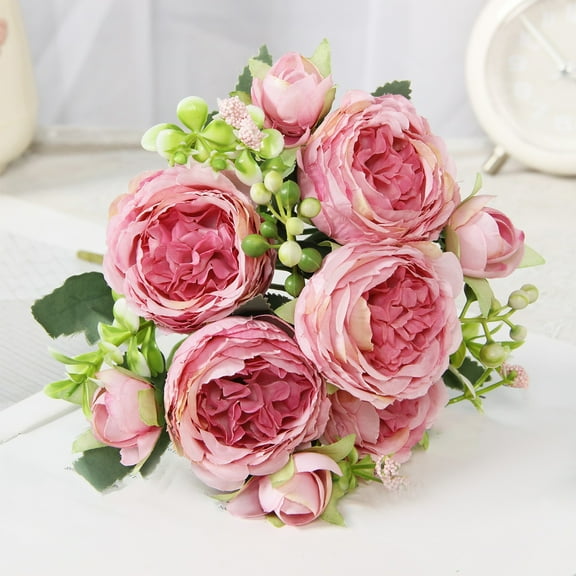 JingChun 1Pc Artificial Flowers Silk Peony Flower Fake Flower Small Pieces Wedding Bouquet Design for Home Store Decoration Indoor&Outdoor