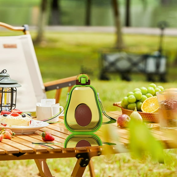 JingChun 1Pc Avocados Shaped Plastic Cup with Straw Transparent Water Bottle Leakproof Portable Tumbler for Juices Smoothiess